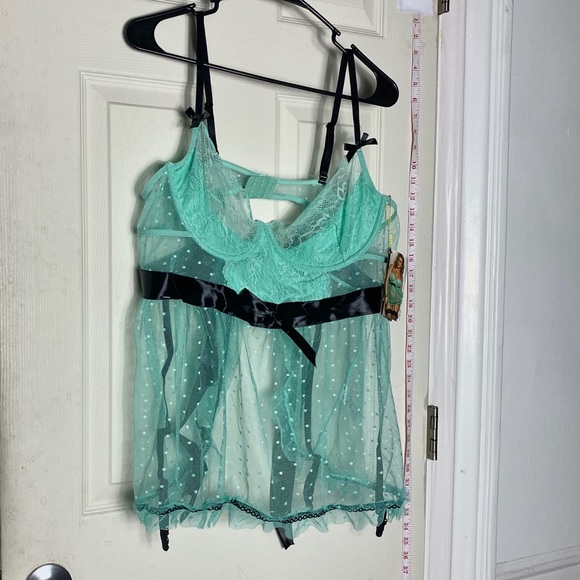 NEW Womens Sexy top intimates green bow XL; 4XL - Picture 4 of 9